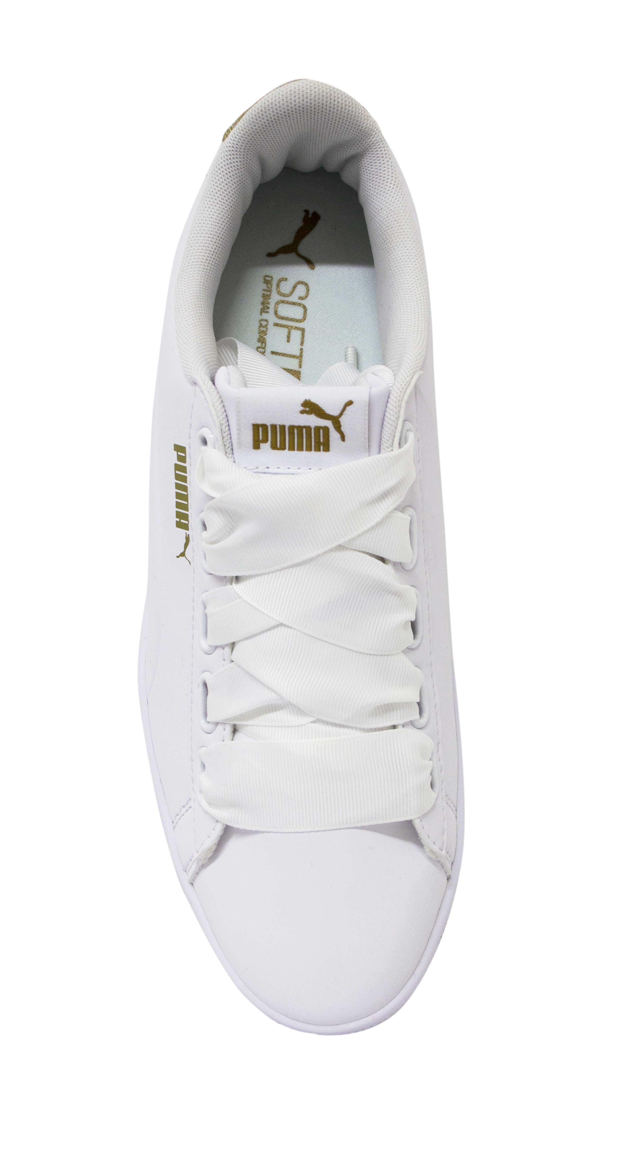 Puma Vikky Ribbon VT White Synthetic Lace Up Womens Trainers 367658 01