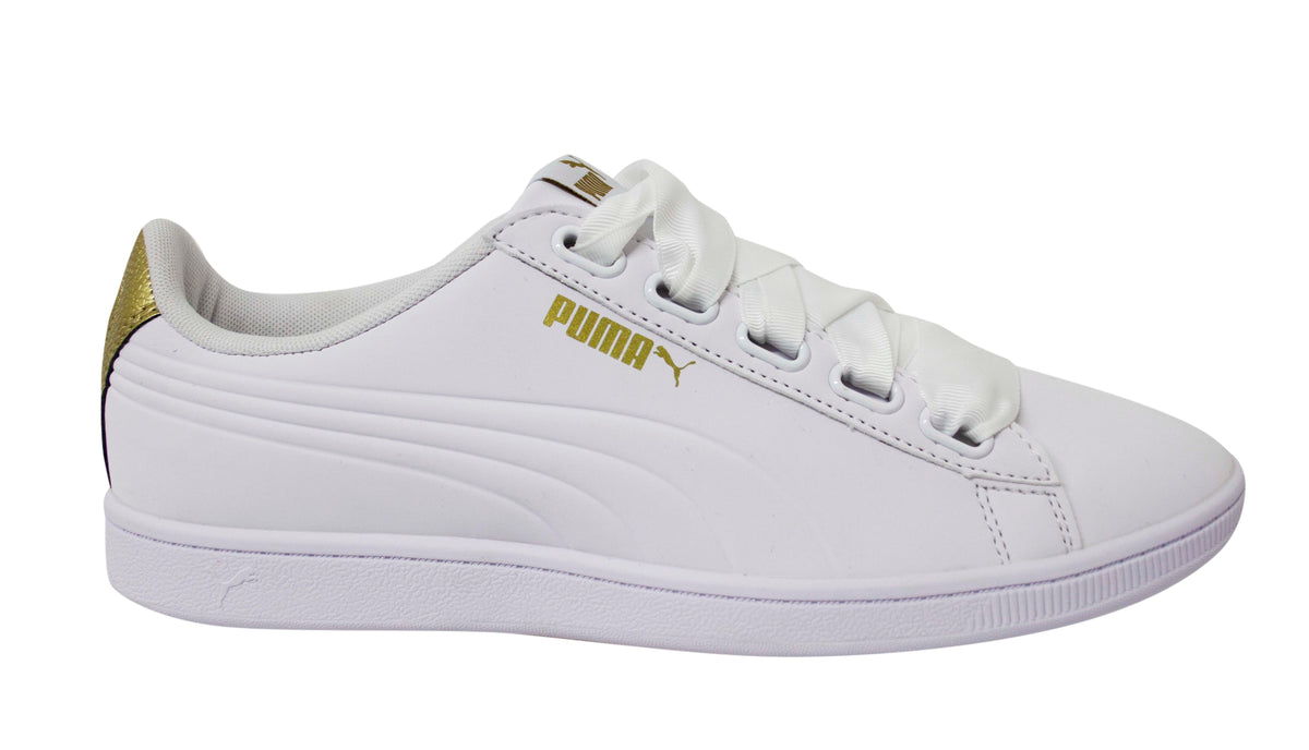 Puma Vikky Ribbon VT White Synthetic Lace Up Womens Trainers 367658 01