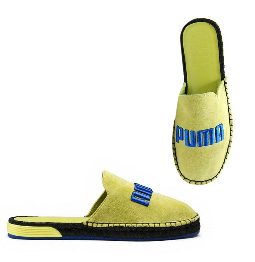 Puma x Fenty Rihanna Suede Leather Espadrille Slide On Sulphur Spring Womens  367685 03 B84C