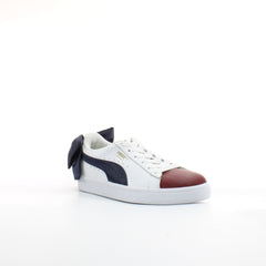 Puma Basket Bow White Leather Womens Lace Up Trainers 367733 01