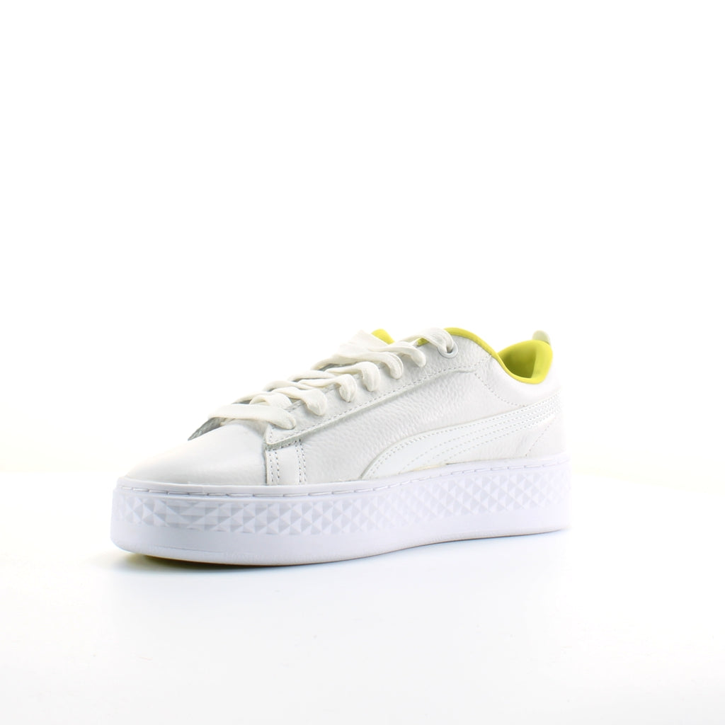 Puma Smash Platform Trailblazer White Leather Womens Lace Up Trainers 369133 02