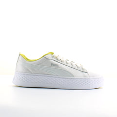 Puma Smash Platform Trailblazer White Leather Womens Lace Up Trainers 369133 02