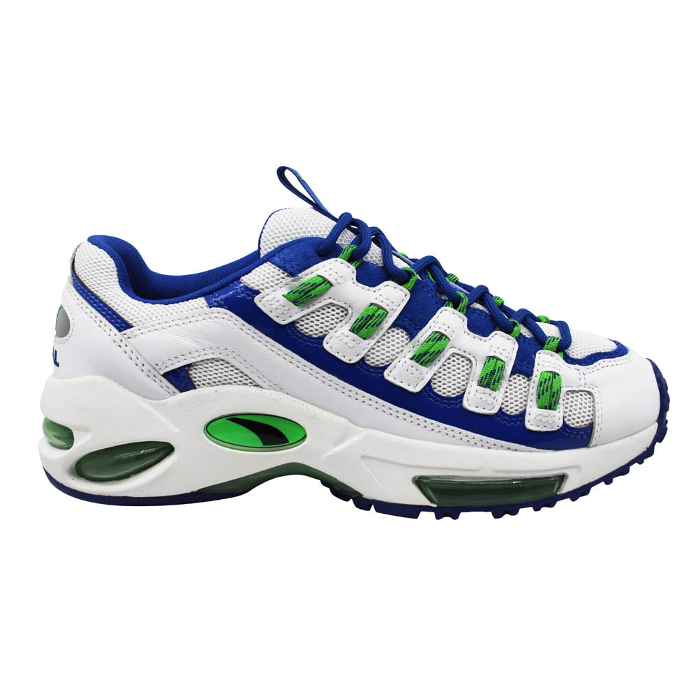 Puma Cell Endura Patent 98 White Blue Lace Up Mens Trainers 369633 01