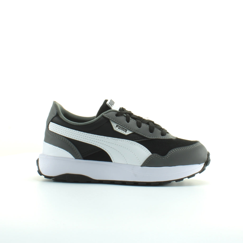 Puma Cruise Rider PS Black Grey Synthetic Kids Lace Up Trainers 380842 01