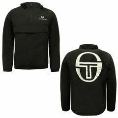 Sergio Tacchini Import Half Zip Up Back Logo Black Mens Jacket 38096 166