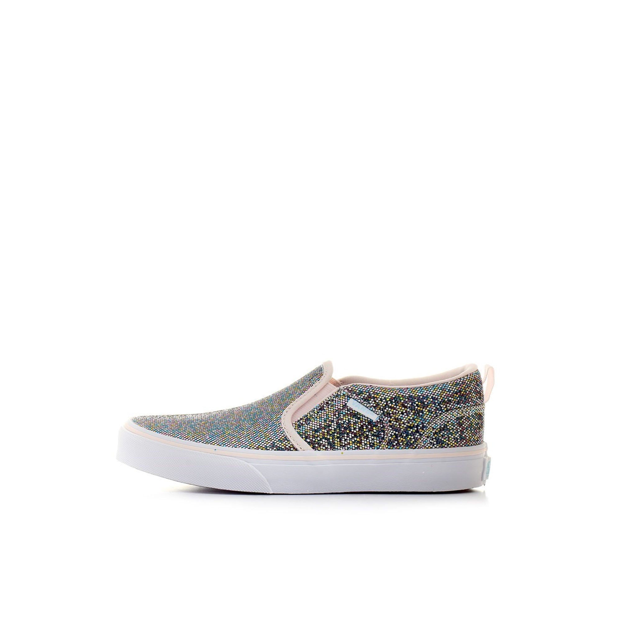 Vans Asher Glitter Slip-On Gold Synthetic Womens Plimsolls 38DSMND