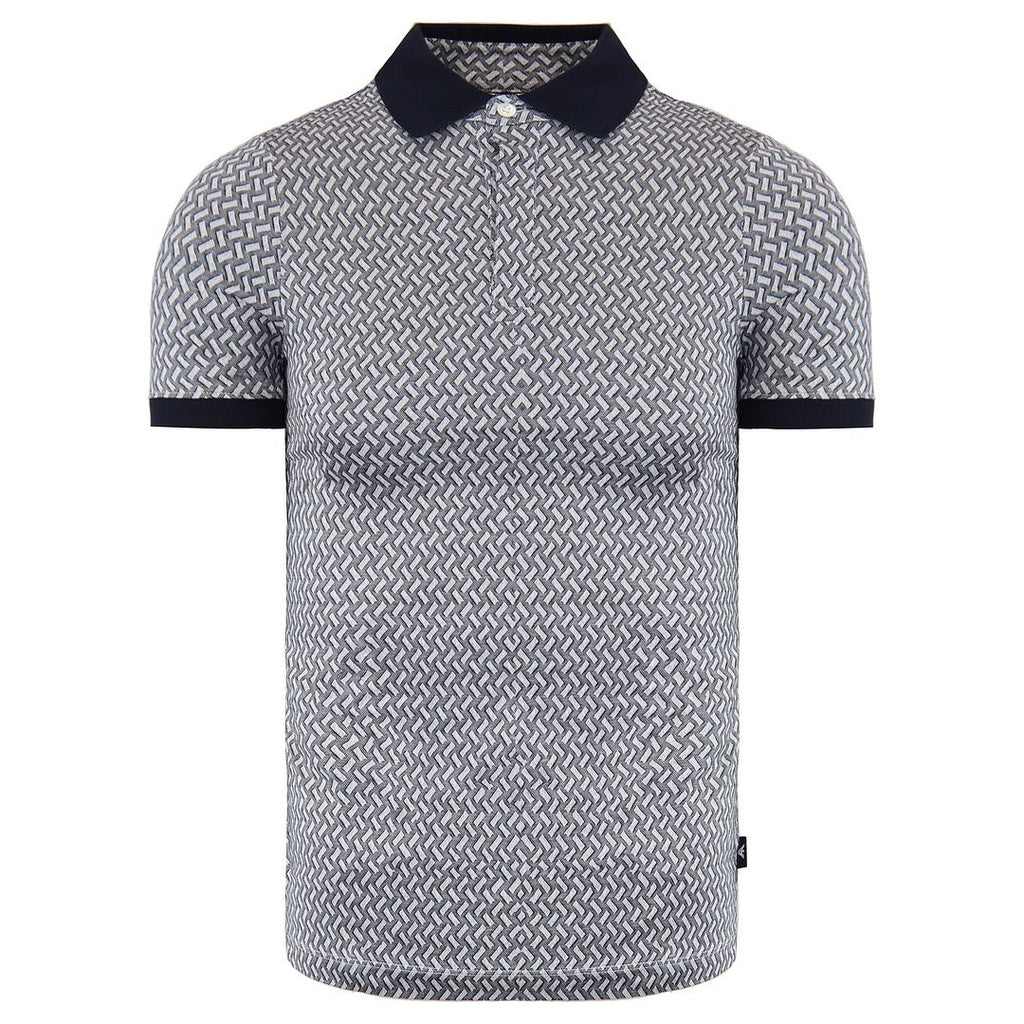 Emporio Armani Printed Mens Grey Polo Shirt