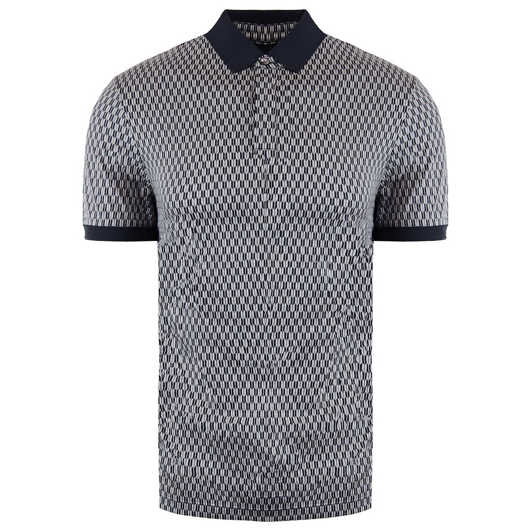 Emporio Armani Printed Mens Navy Polo Shirt