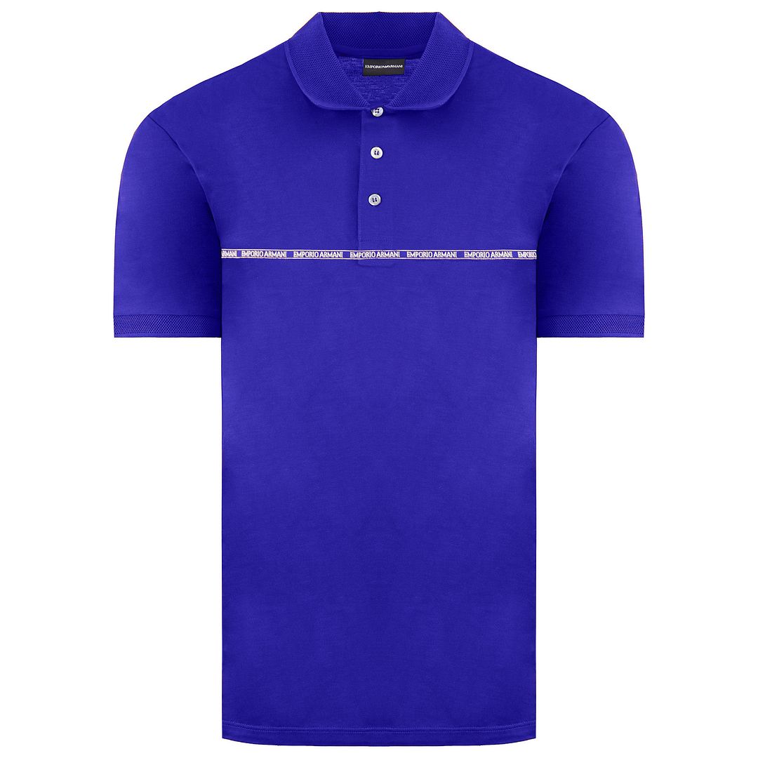 Emporio Armani Logo Mens Blue Polo Shirt