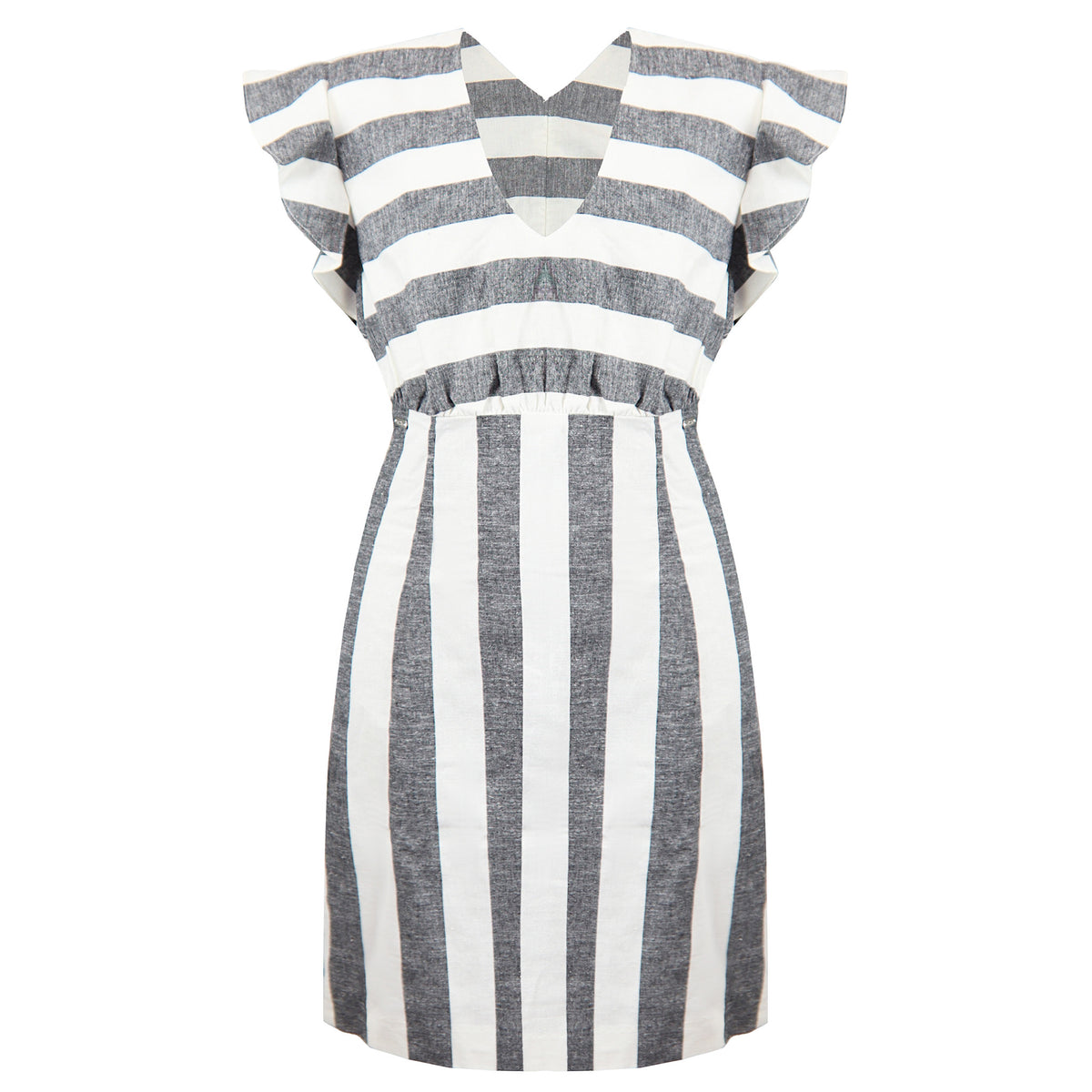 Armani Exchange Stripe Womens Grey/White Dress