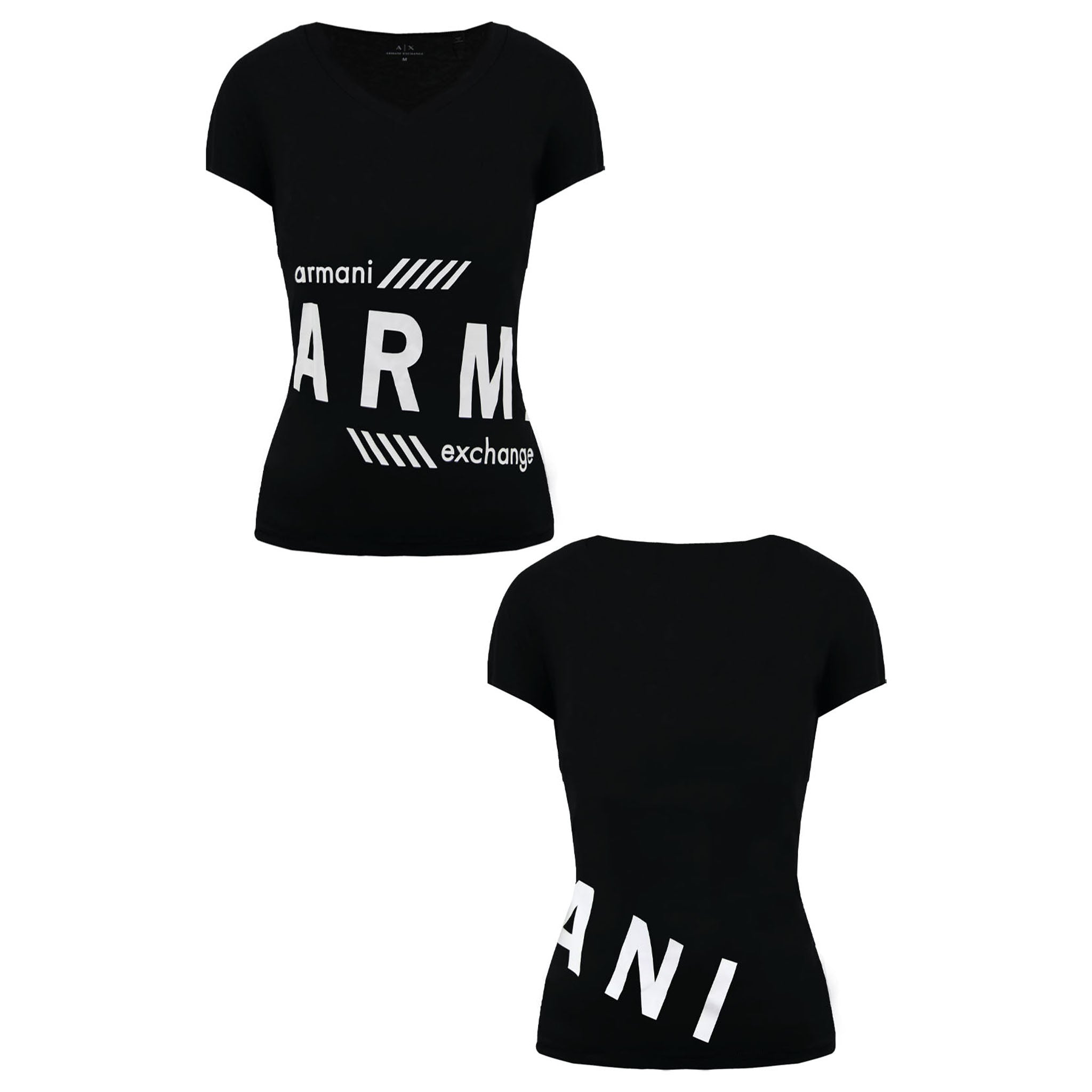 Armani Exchange Womens Black V Neck T-Shirt