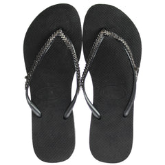 Havaianas Slim Metal Grega Womens Black Flip-Flops