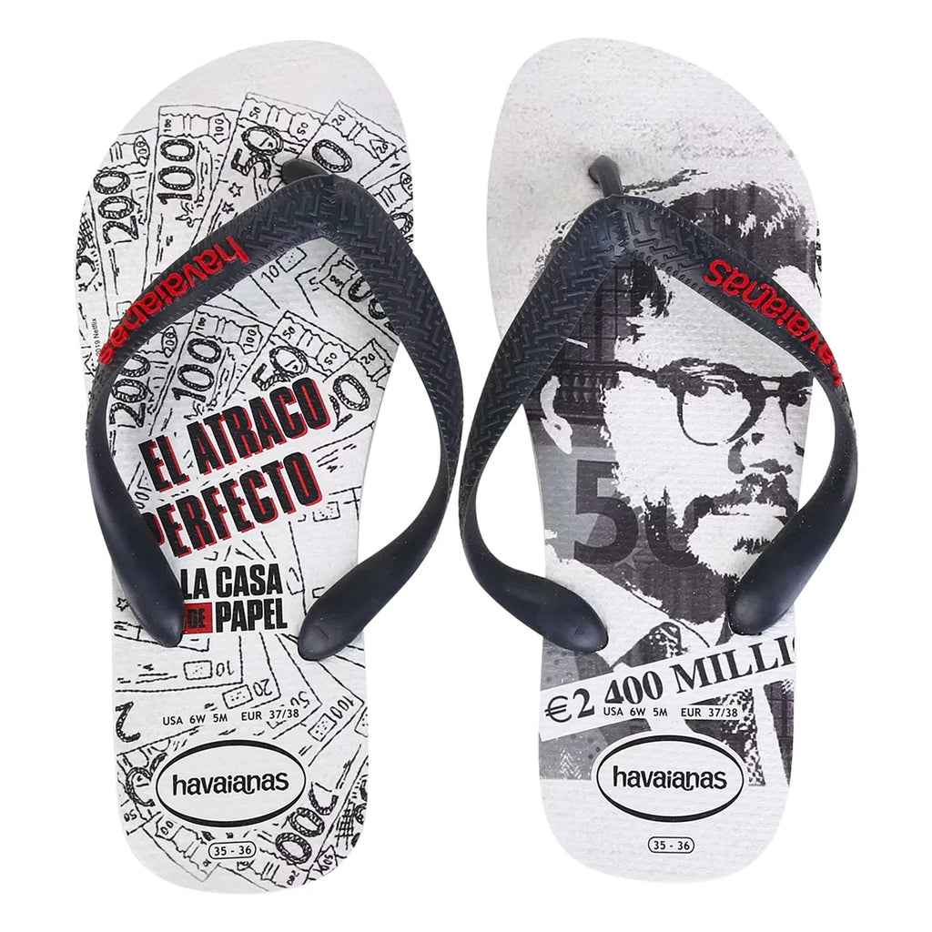 Havaianas La Casa De Papel Mens White Flip-Flops