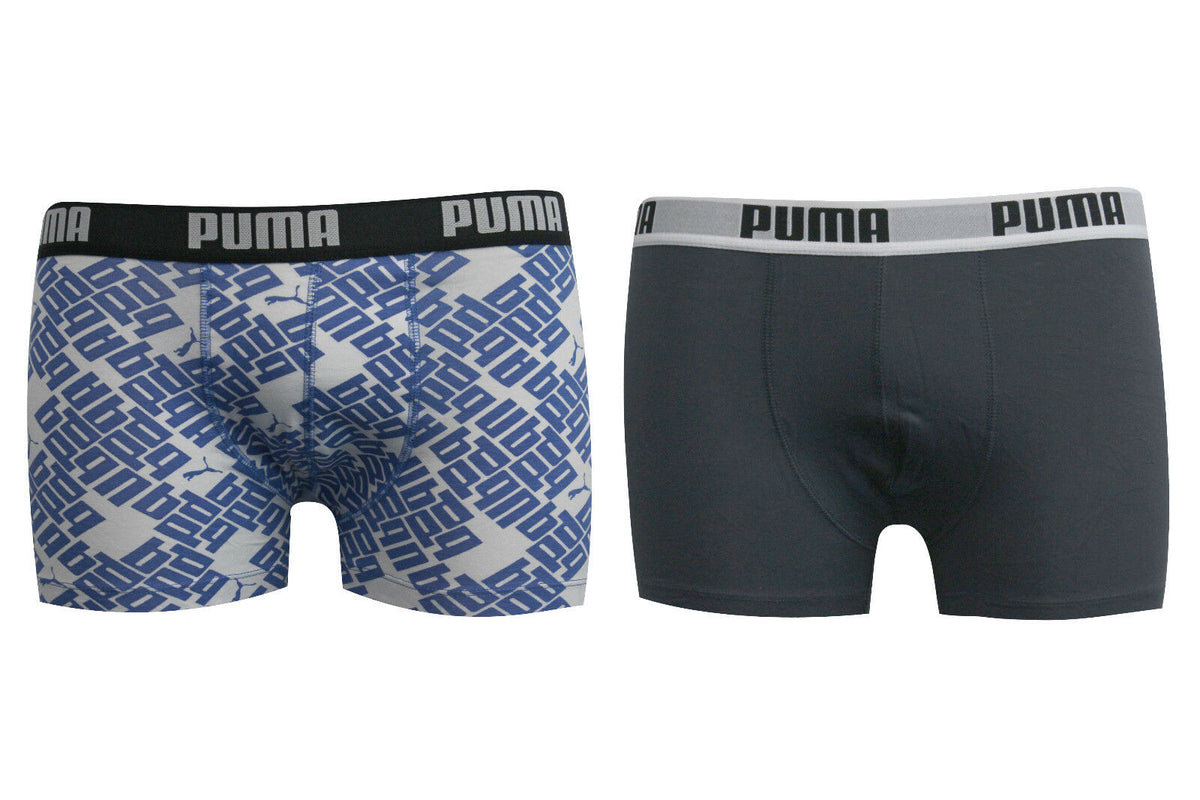 Puma 2 Pack Mens Underwear Boxer Shorts White Blue 511605001 079 030 A182E
