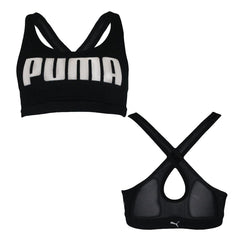 Puma Yogini Mid Support Black/White Womens Racer Back Sports Bra 514073 01