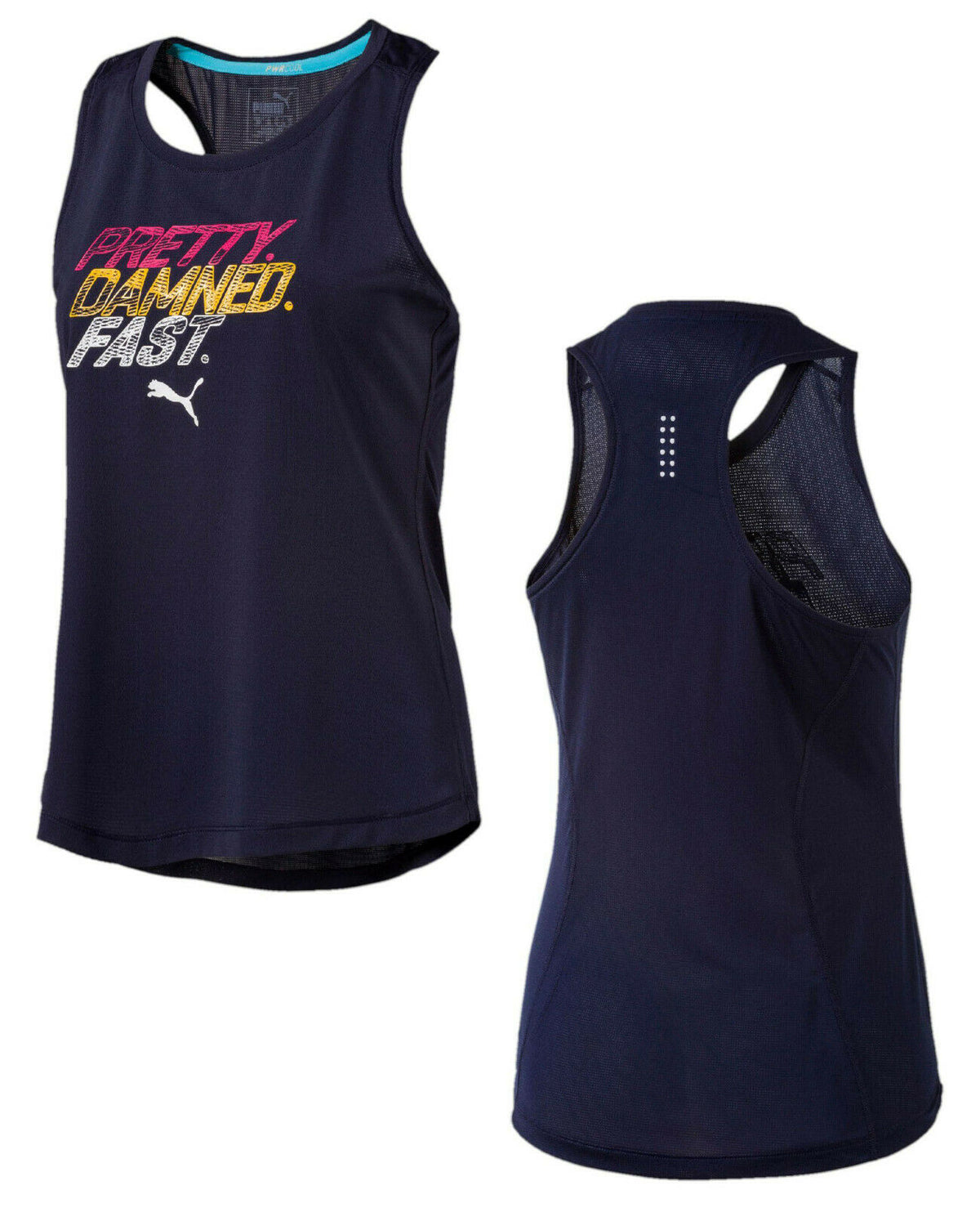 Puma PWRCOOL Slogan Womens Running Tank Top Training Gym Vest 515092 01 A10D