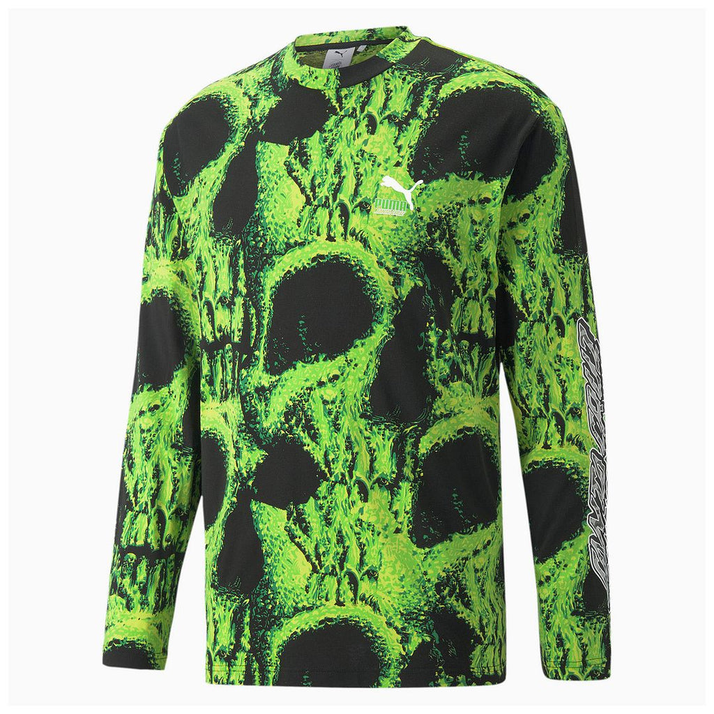 Puma x Santa Cruz Long Sleeve Crew Neck Black/Green Printed Mens Top 532262 01