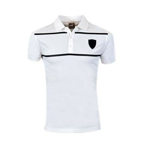 Puma Ferrari Shield Logo Short Sleeved White Black Polo Shirt 570678 03 R12B