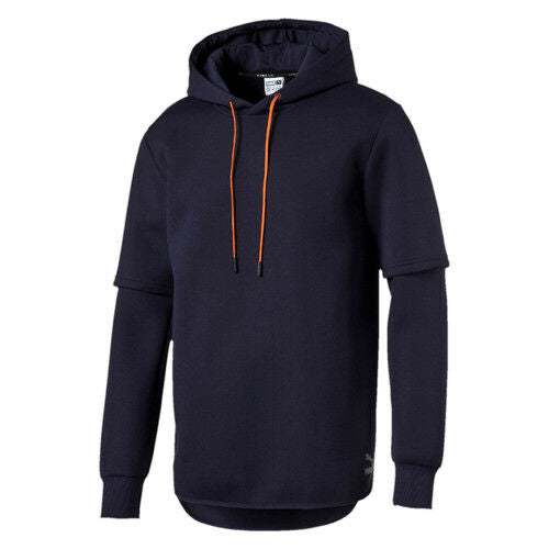 Puma Evo Layer Top Navy Blue Orange Mens Pullover Hoody 571644 08 A61E