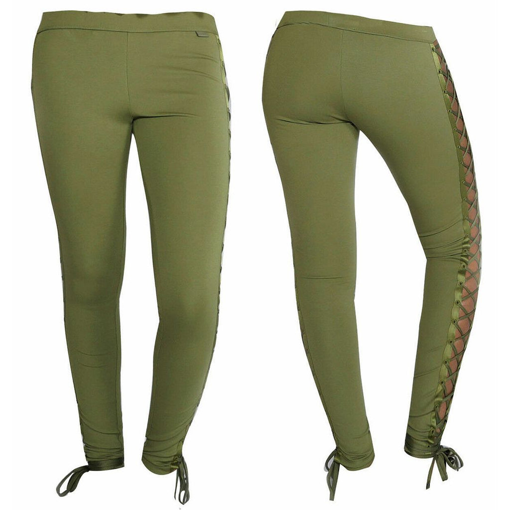 Puma x Rihanna Fenty Stretch Waist Bottoms Olive Womens Lacing Leggings 574295 04