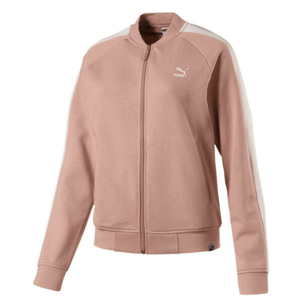 Puma Classics Logo T7 Track Jacket WomensSweat Top Full Zip Peach