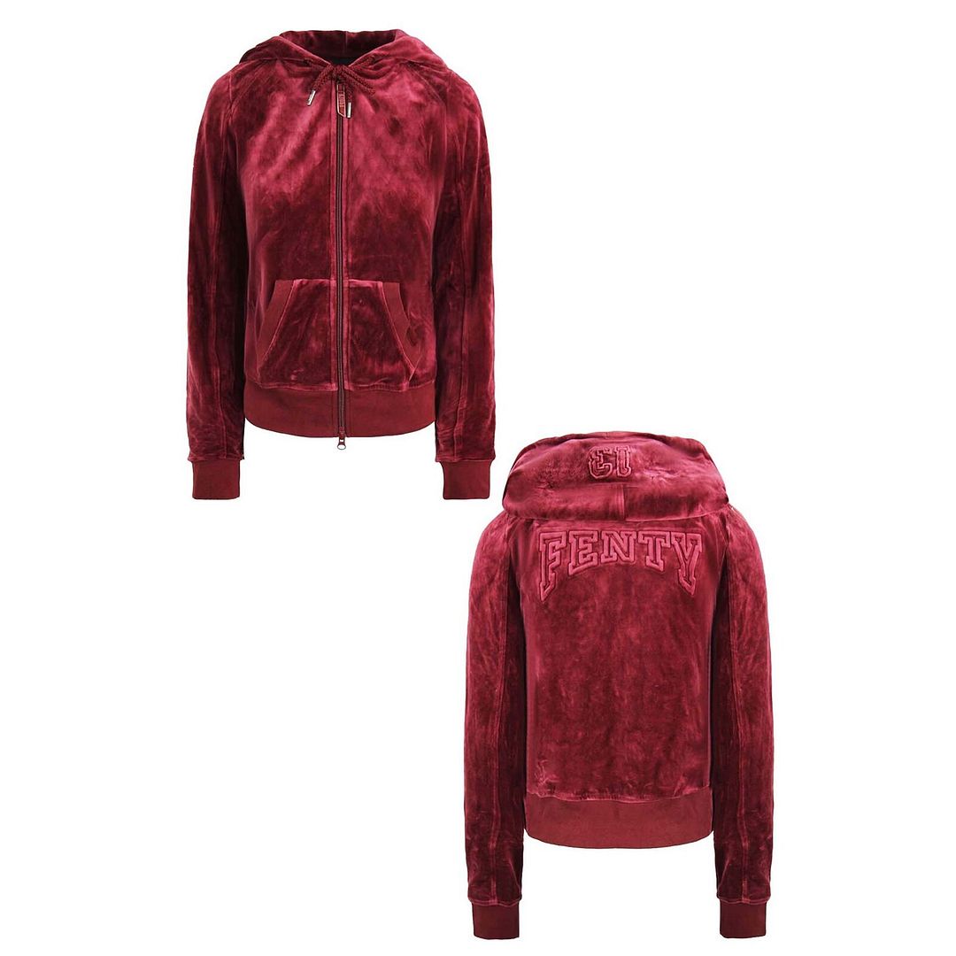 Puma x Rihanna Fenty Long Sleeve Burgundy Womens Velour Track Jacket 575837 02