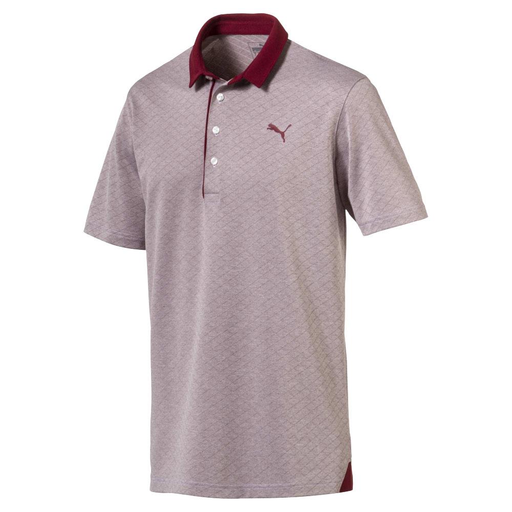 Puma Diamond Jaquard Mens Burgundy Golf Polo Shirt