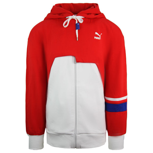 Puma x ADER Zip Up Hoodie Long Sleeve Red White Mens Sweatshirt 576957 52