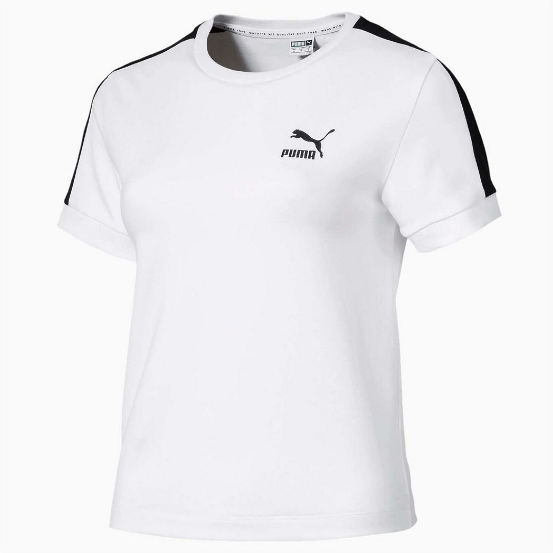 Puma T7 Short Sleeve Crew Neck White Womens Taped T-Shirt 577951 52