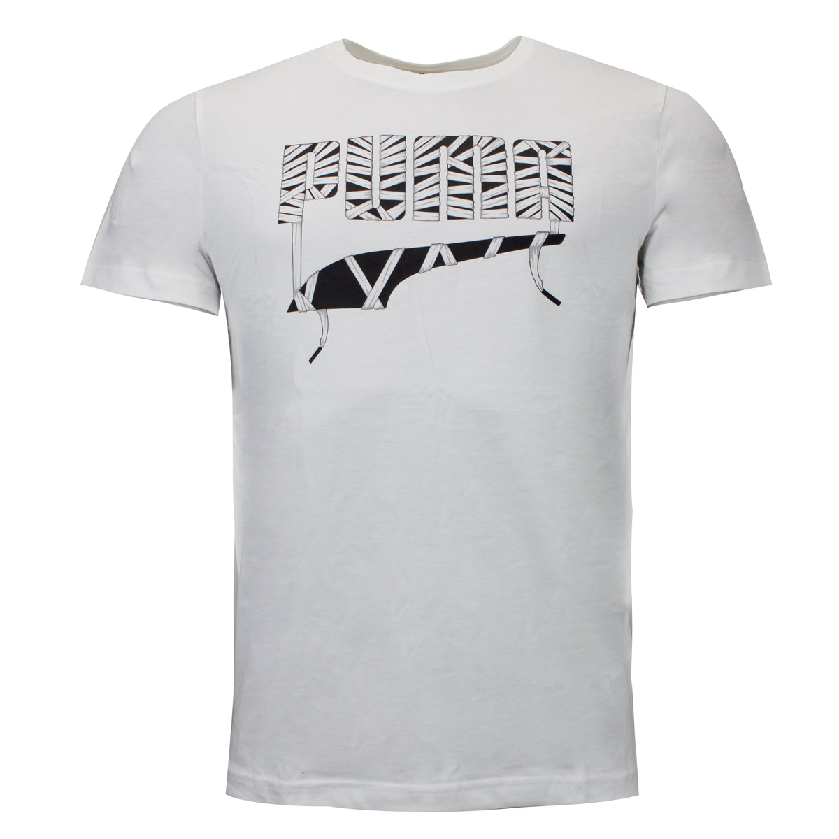 Puma Mens Lace Graphic Tee Logo Casual T-Shirt White 581912 02