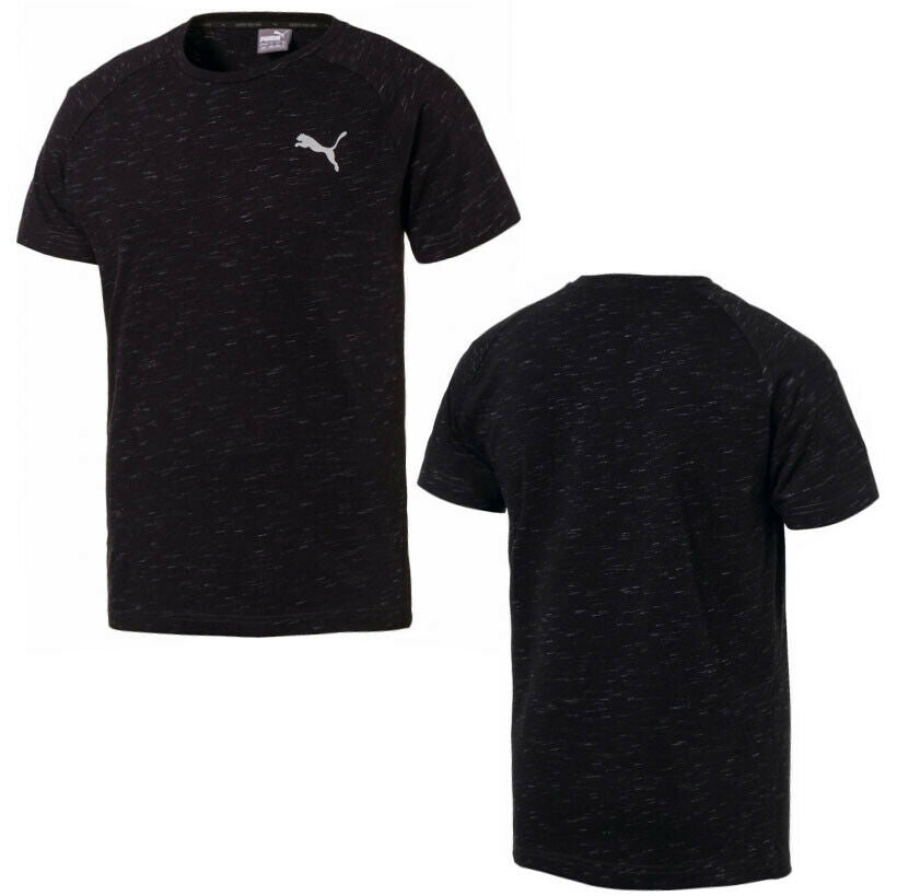 Puma Evostripe Spaceknit Mens Training T-Shirt Casual Top Black 592682 01 RW62