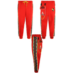 Puma x Jahnkoy Track Pants Stretch Waist Red Mens Joggers Bottoms 596684 47