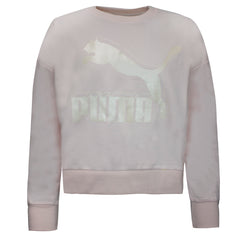 Puma Womens Classics Logo Metallic Rose Sweatshirt