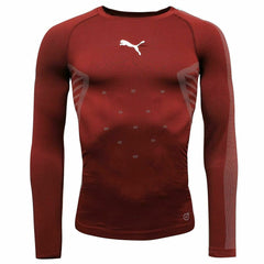 Puma EvoKnit Long Sleeve Crew Neck Burgundy Mens Baselayer Top 655323 20