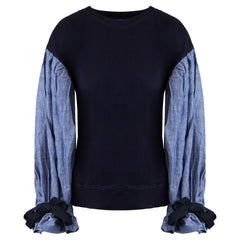 Armani Exchange Ruffle Womens Blue Sweater