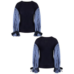 Armani Exchange Ruffle Womens Blue Sweater