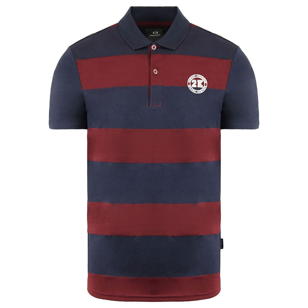 Armani Exchange Stripe Mens Navy/Burgundy Polo Shirt