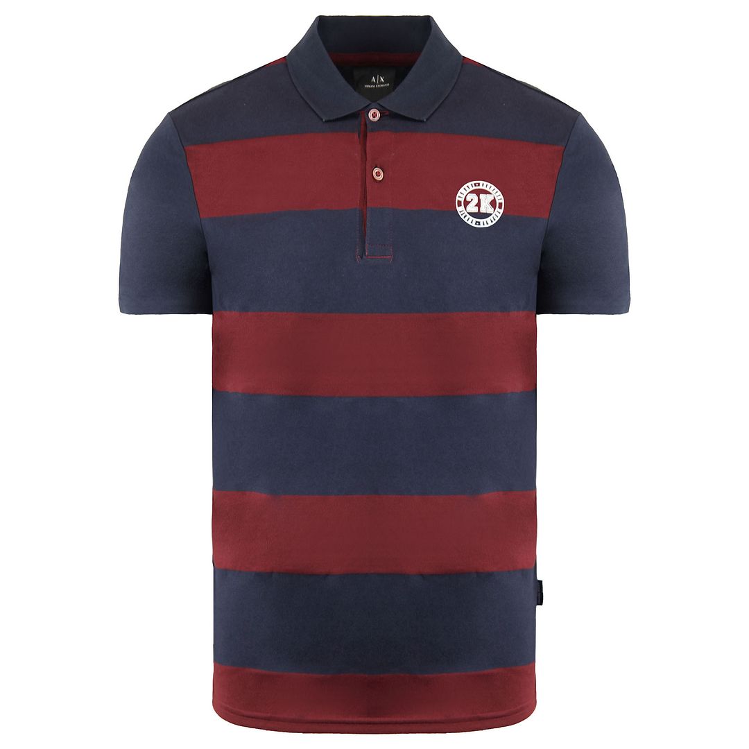 Armani Exchange Stripe Mens Navy/Burgundy Polo Shirt