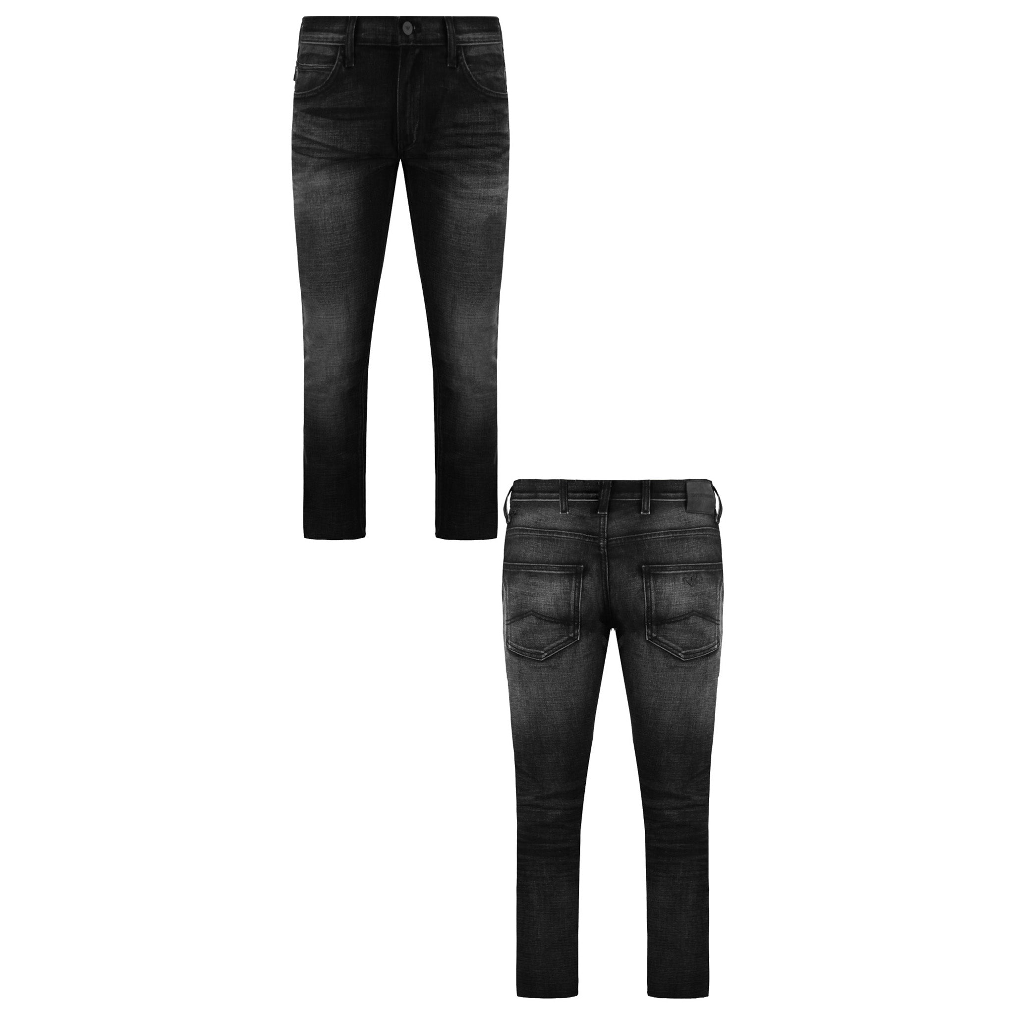 Emporio Armani Regular Fit Mens Washed Black Jeans