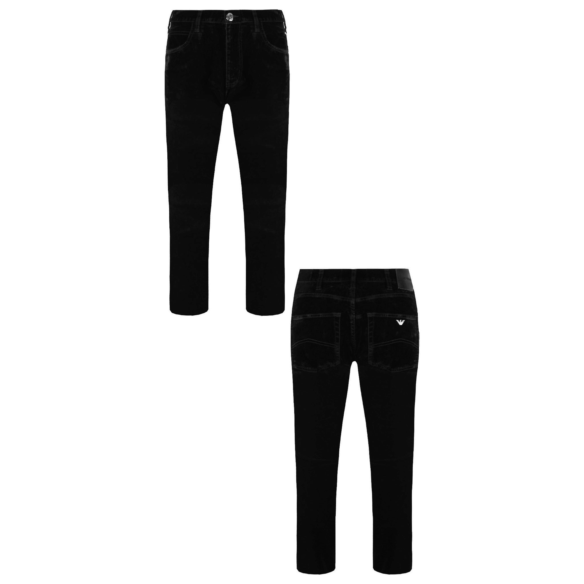 Emporio Armani Slim Fit Mens Black Velvet Trousers