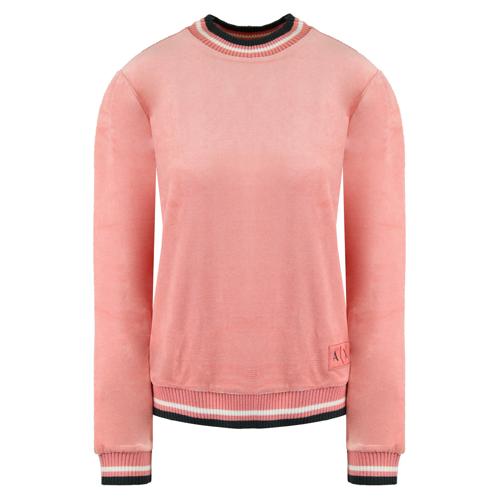 Armani Exchange Contrast Rib Womens Peach Sweater