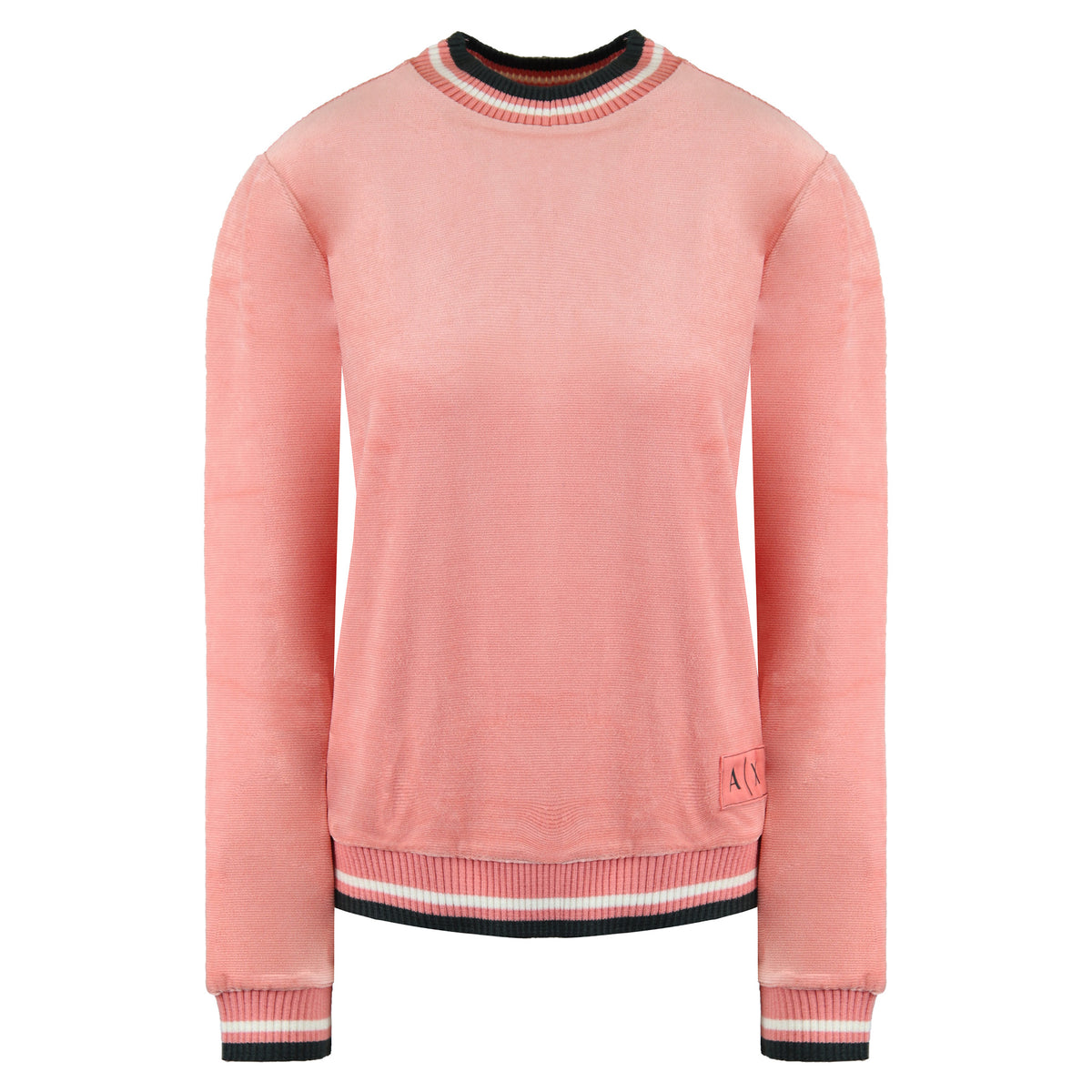 Armani Exchange Contrast Rib Womens Peach Sweater