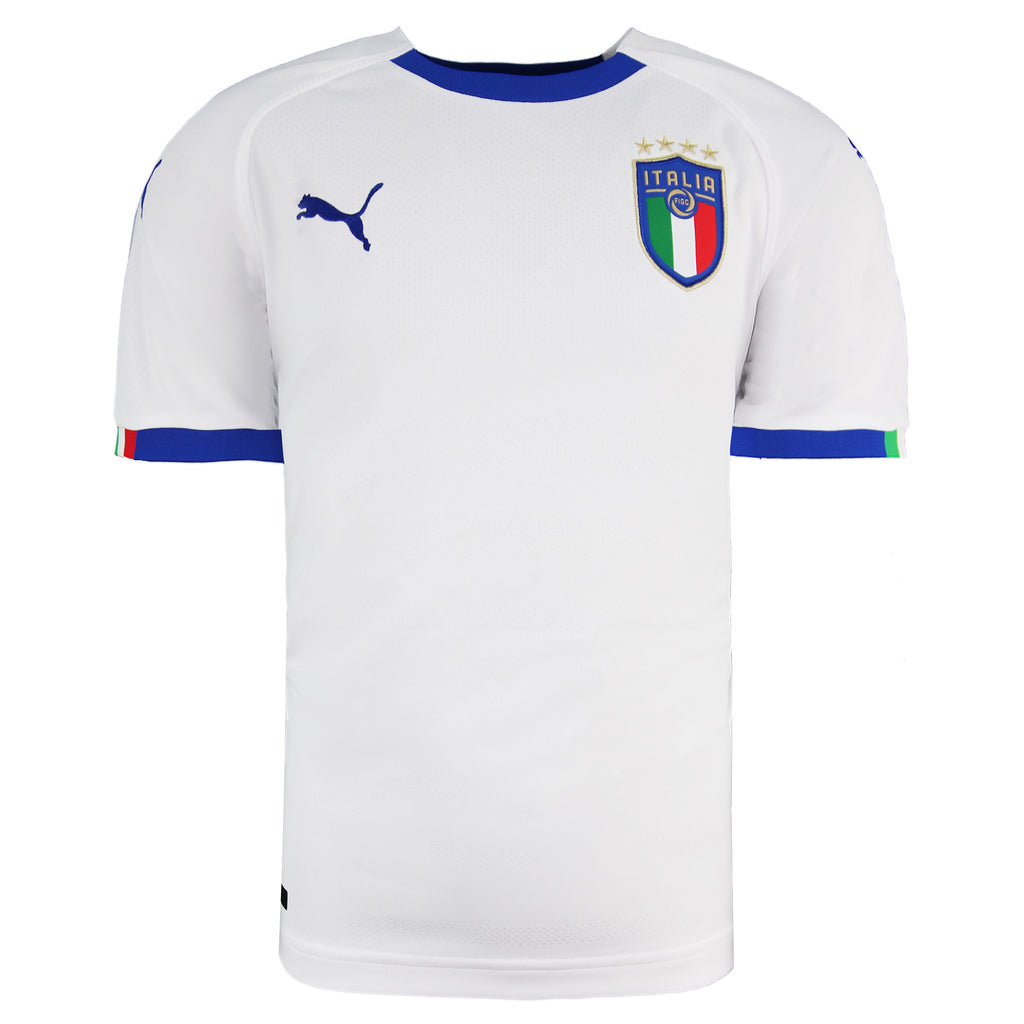 Puma FIGC Italia Away Shirt Short Sleeve Crew Neck White Kids Top 752285 02