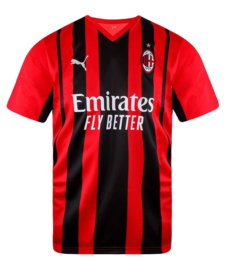 Puma AC Milan Home Replica 2021/22 Mens Black/Red Football Shirt