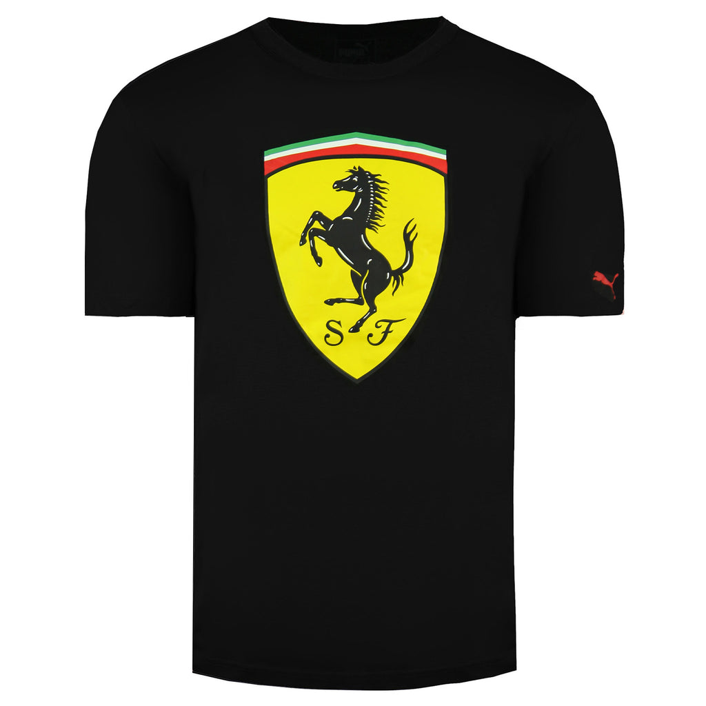 Puma Scuderia Ferrari Short Sleeve Crew Neck Black Mens Big Shield Tee 762139 02