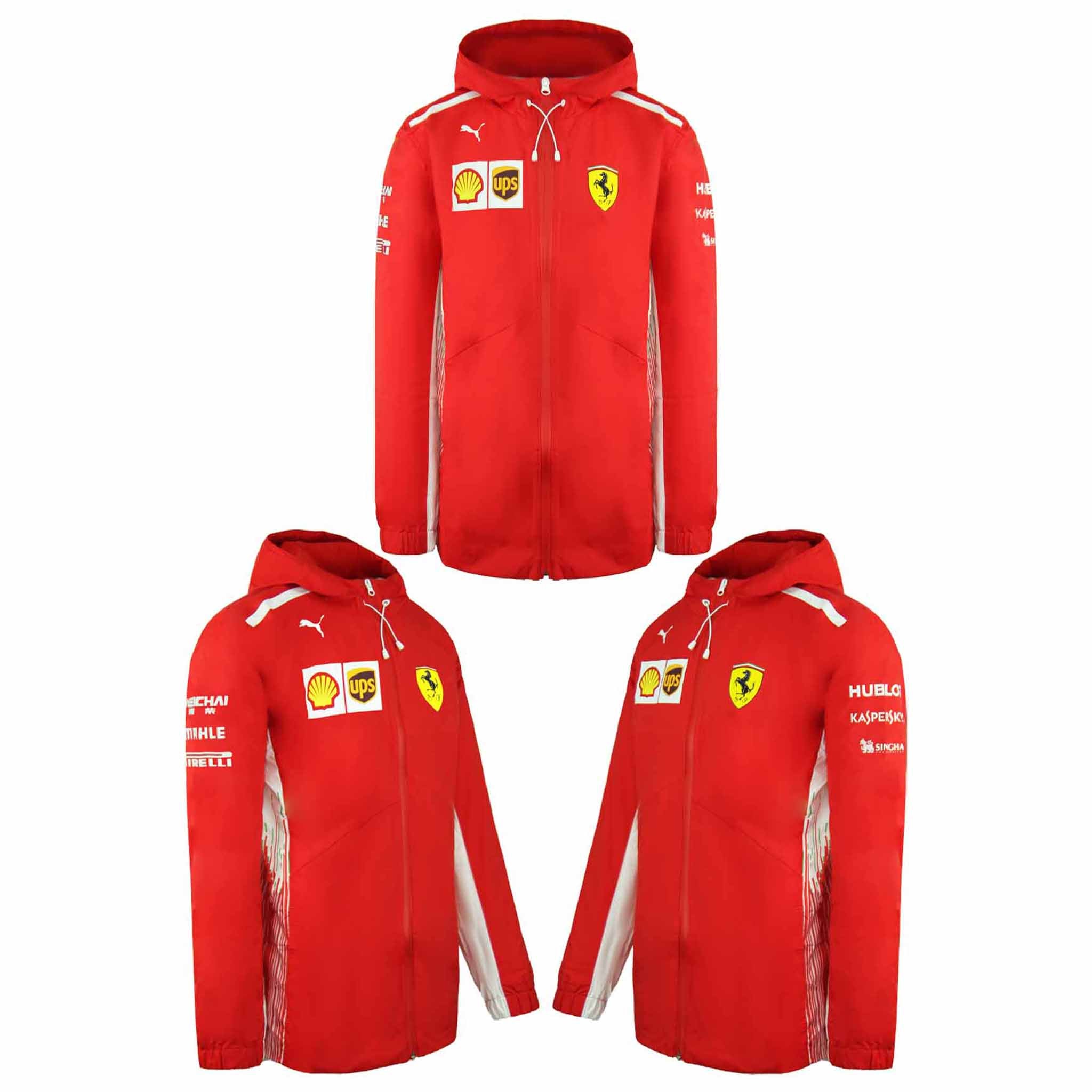 Puma Scuderia Ferrari F1 Racing Team Zip Up Red White Mens Rain Jacket 762365 01