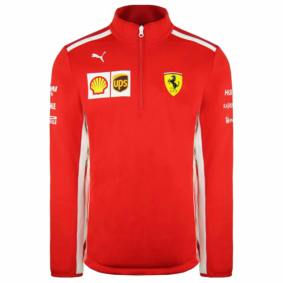 Puma Scuderia Ferrari Team Long Sleeve Half Zip Red Mens Fleece Top 762367 01