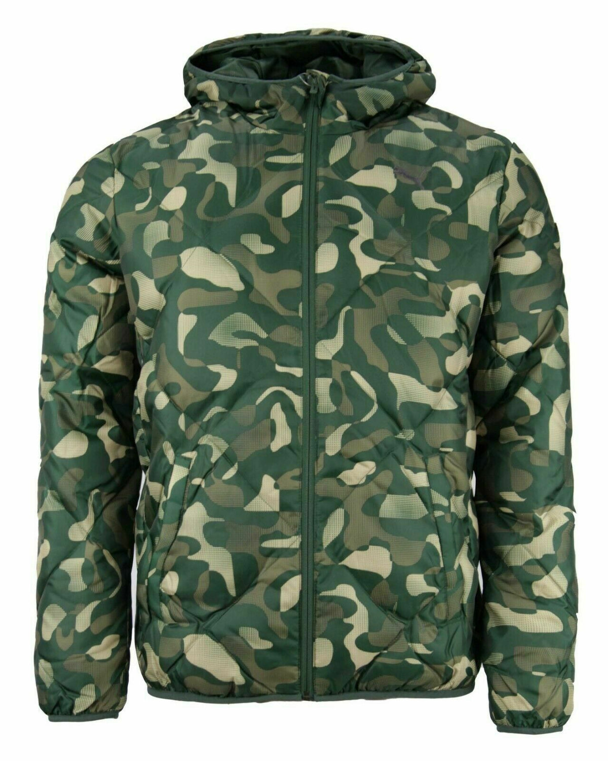 Puma Camouflage Green Hooded Padded Full Zip Up Coat Mens Jacket 831667 26