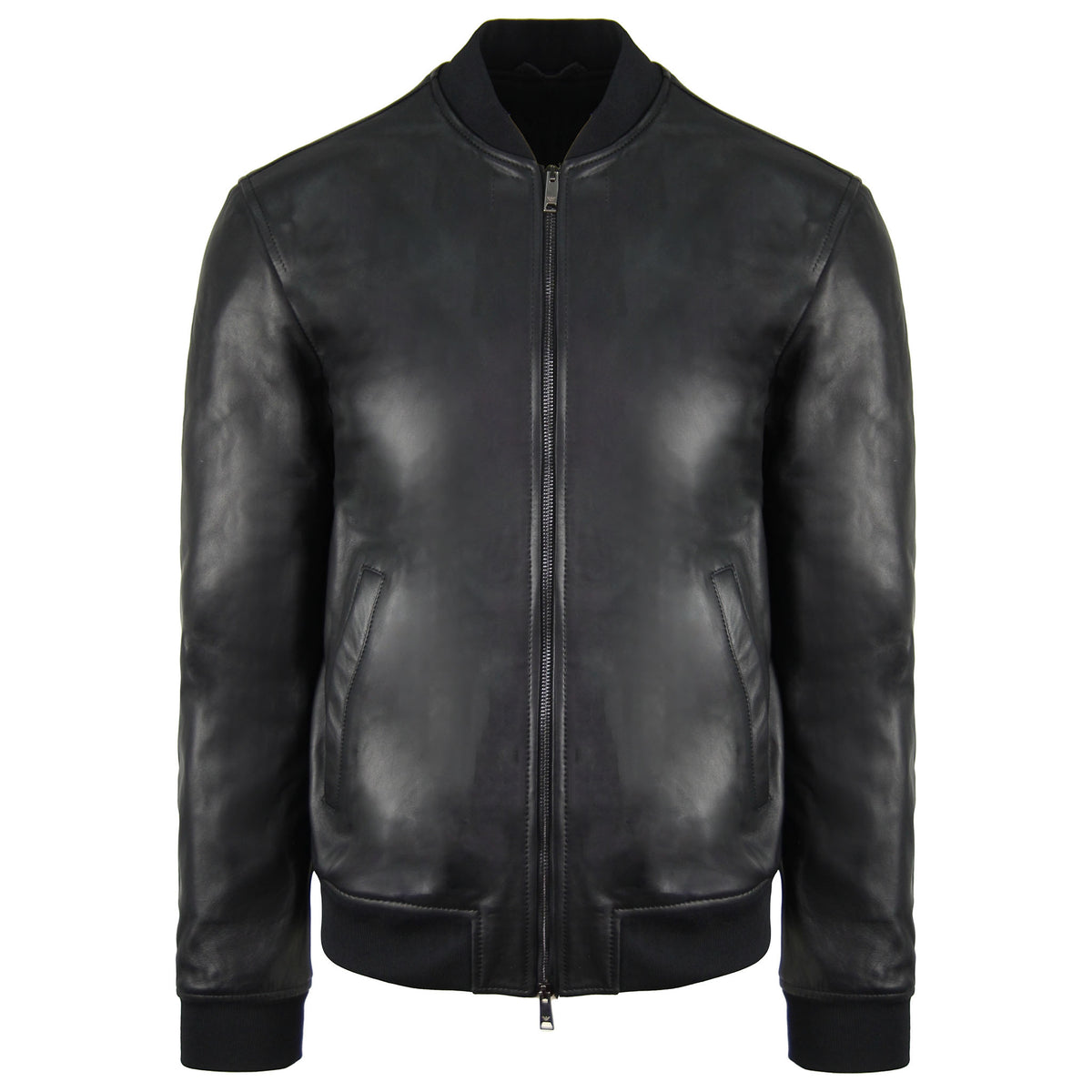 Emporio Armani Leather Mens Black Bomber Jacket