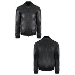 Emporio Armani Leather Mens Black Bomber Jacket